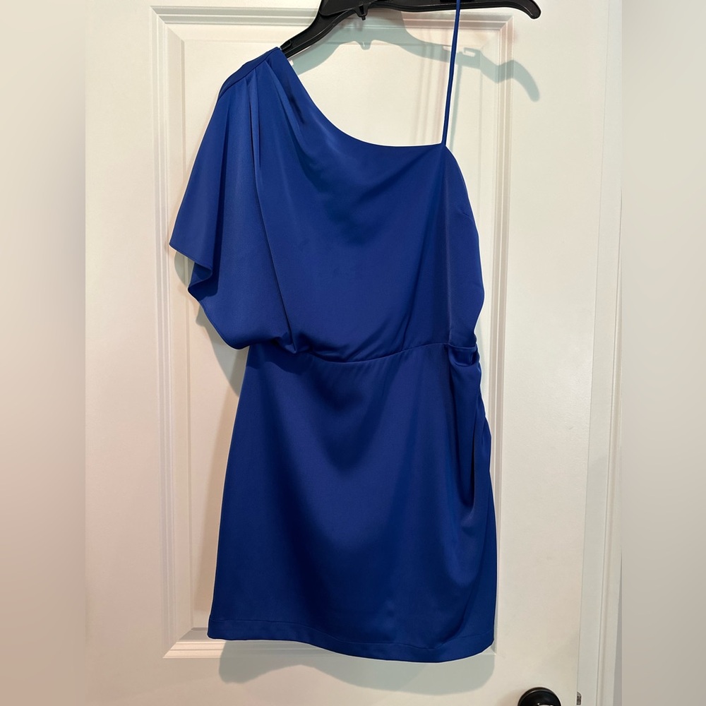 Elegant Blue One-Shoulder Wedding Guest Dress